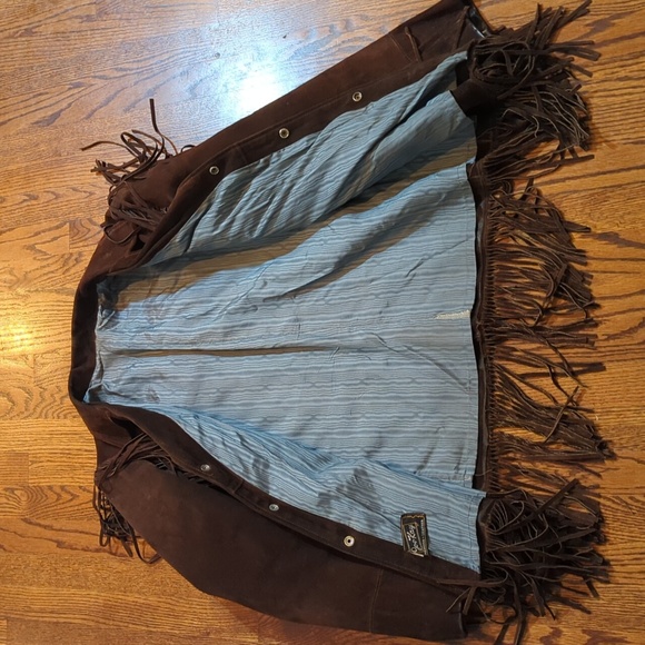 Joo Kay Vintage Fringed Leather Jacket 1960's Western Wear Rock N Roll Hippy Lrg - Picture 10 of 15